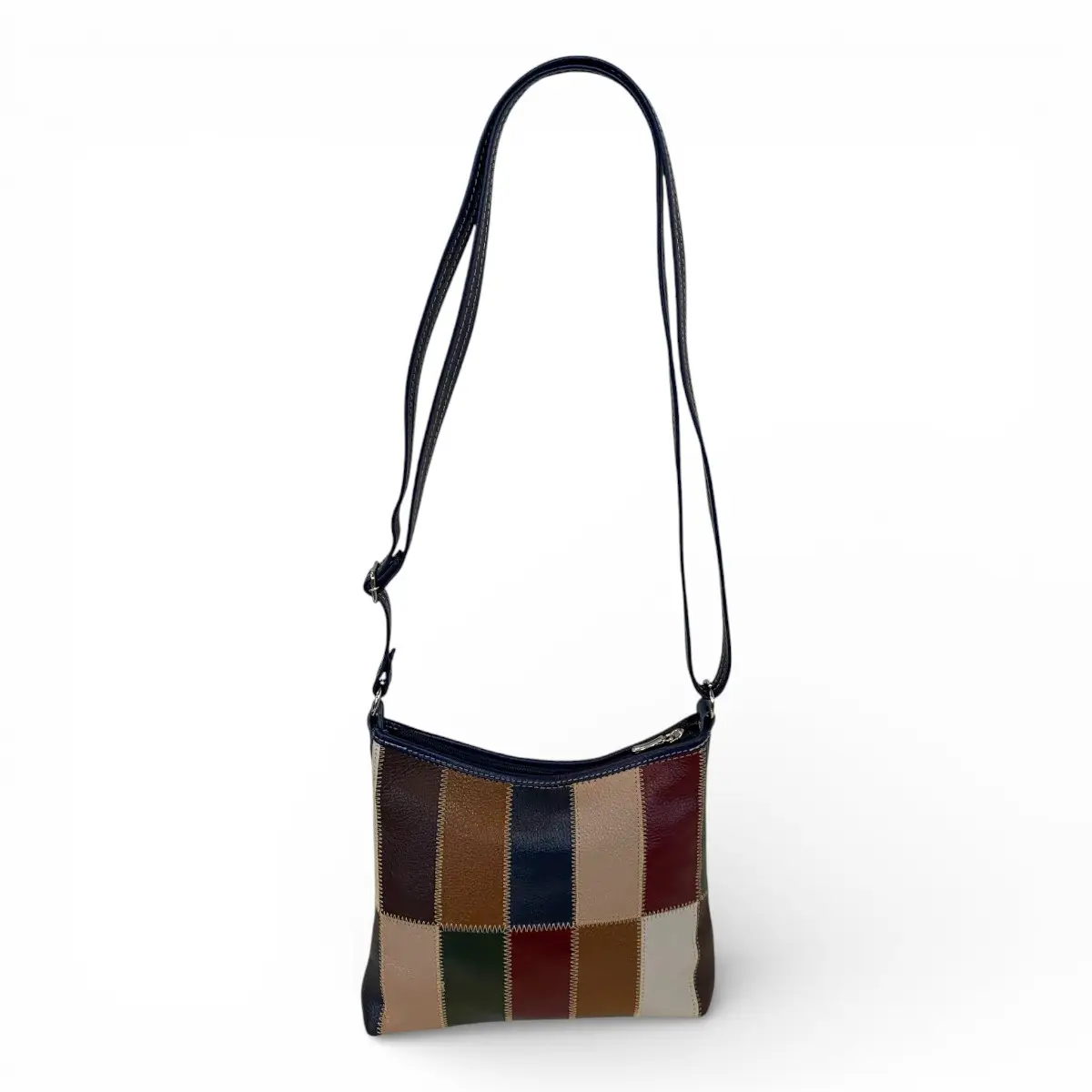 Bolsa Retalhos Couro Legitimo Feminina Transversal Blsr188 - Imagem 26