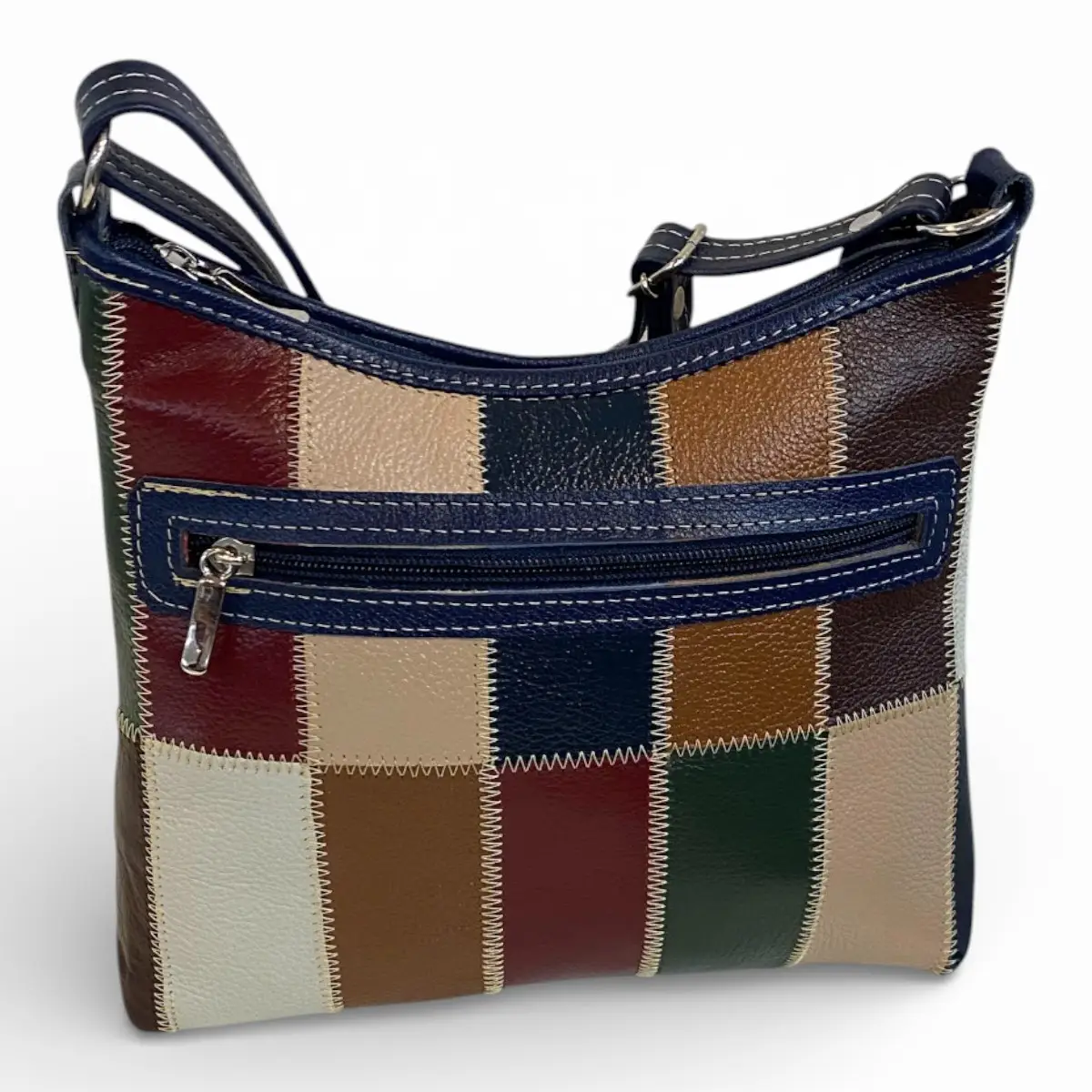 Bolsa Retalhos Couro Legitimo Feminina Transversal Blsr188 - Imagem 25