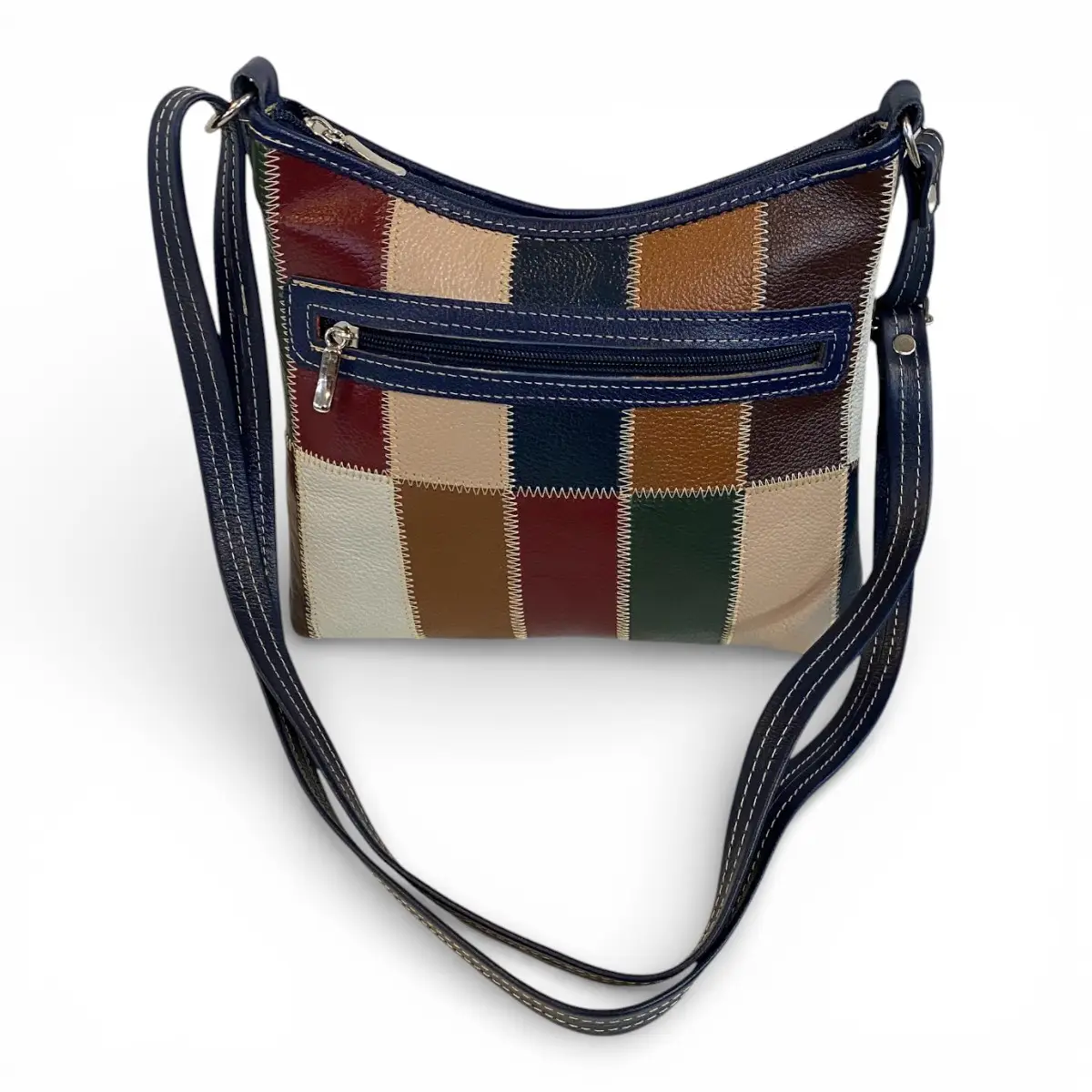 Bolsa Retalhos Couro Legitimo Feminina Transversal Blsr188 - Imagem 24