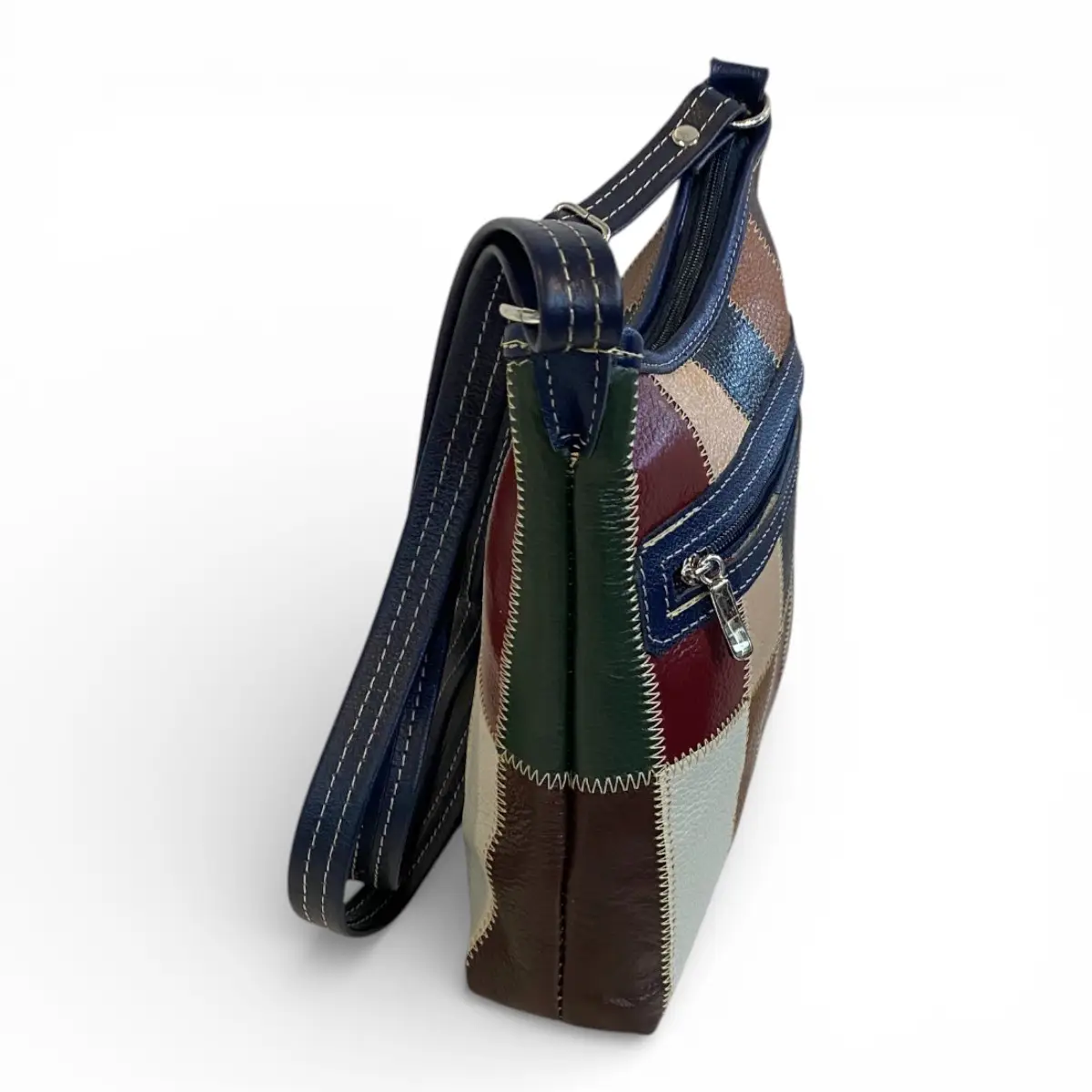 Bolsa Retalhos Couro Legitimo Feminina Transversal Blsr188 - Imagem 23