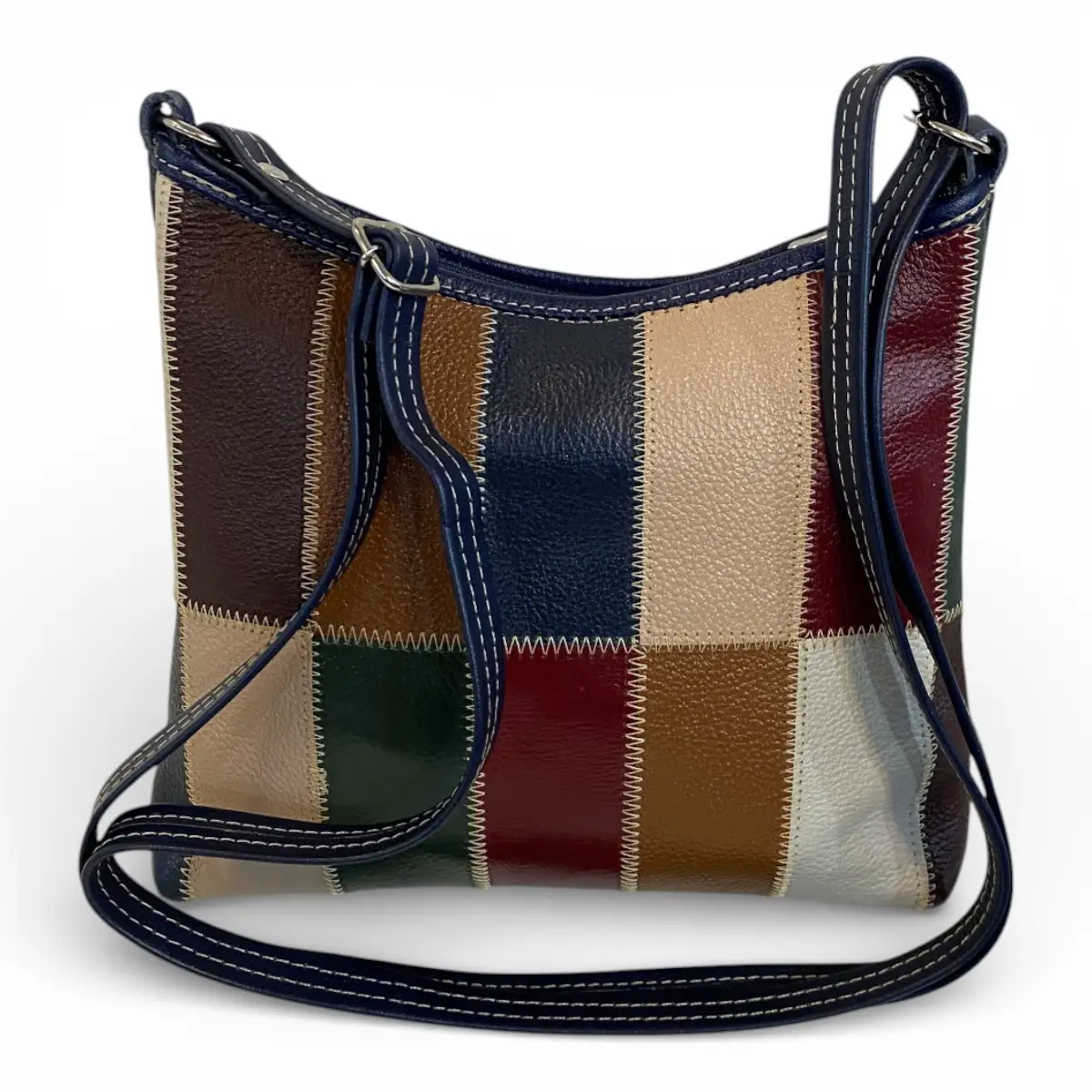 Bolsa Retalhos Couro Legitimo Feminina Transversal Blsr188 - Imagem 22