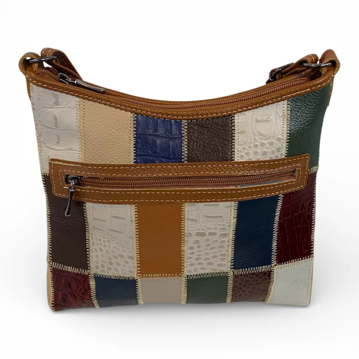 Bolsa Retalhos Couro Legitimo Feminina Transversal Blsr188 - Imagem 36