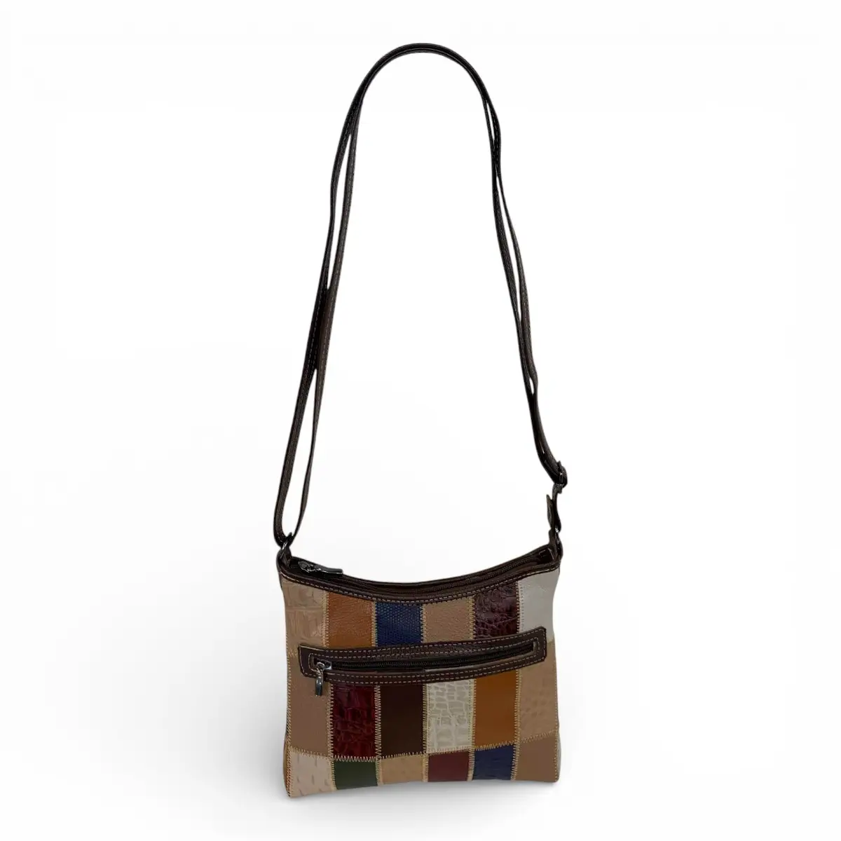 Bolsa Retalhos Couro Legitimo Feminina Transversal Blsr188 - Imagem 33