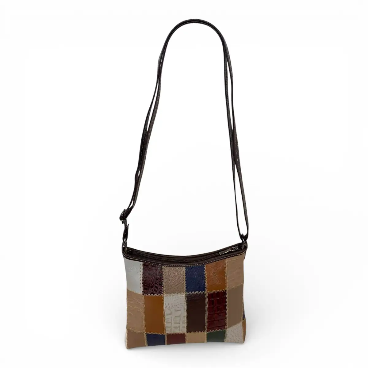 Bolsa Retalhos Couro Legitimo Feminina Transversal Blsr188 - Imagem 32