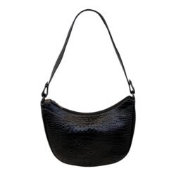 Bolsa Meia Lua Couro Bovino Média Ombro Social Festa Croco
