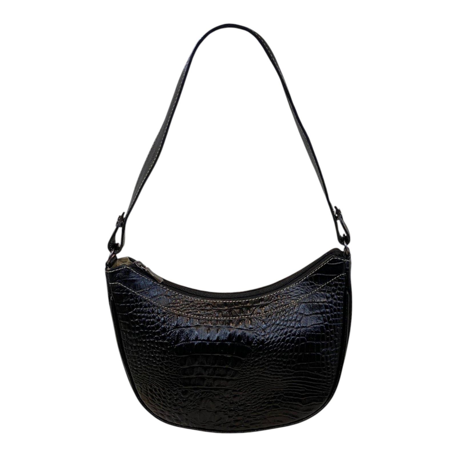 Bolsa Meia Lua Couro Bovino Média Ombro Social Festa Croco