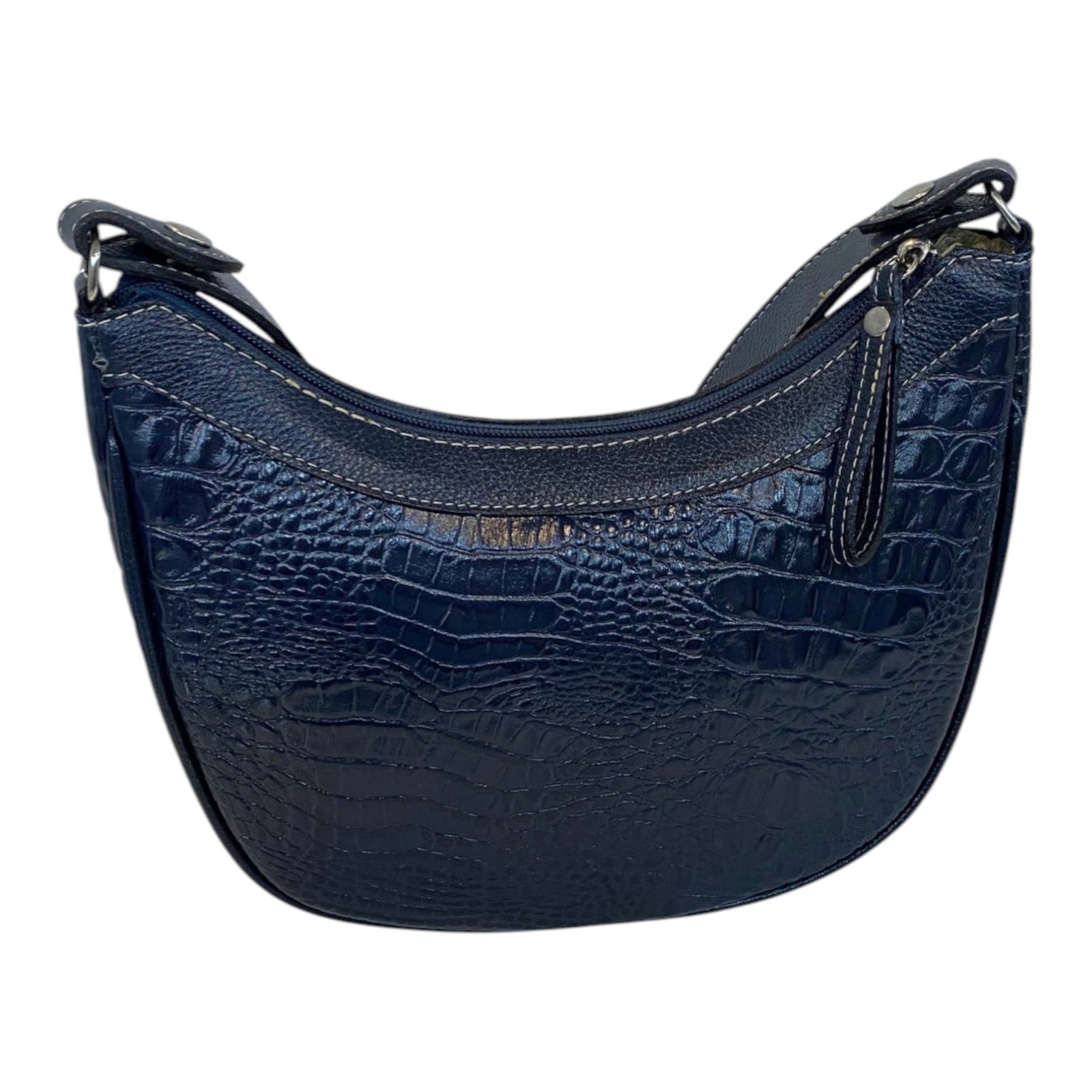 Bolsa Meia Lua Couro Bovino Média Ombro Social Festa Croco - Imagem 10