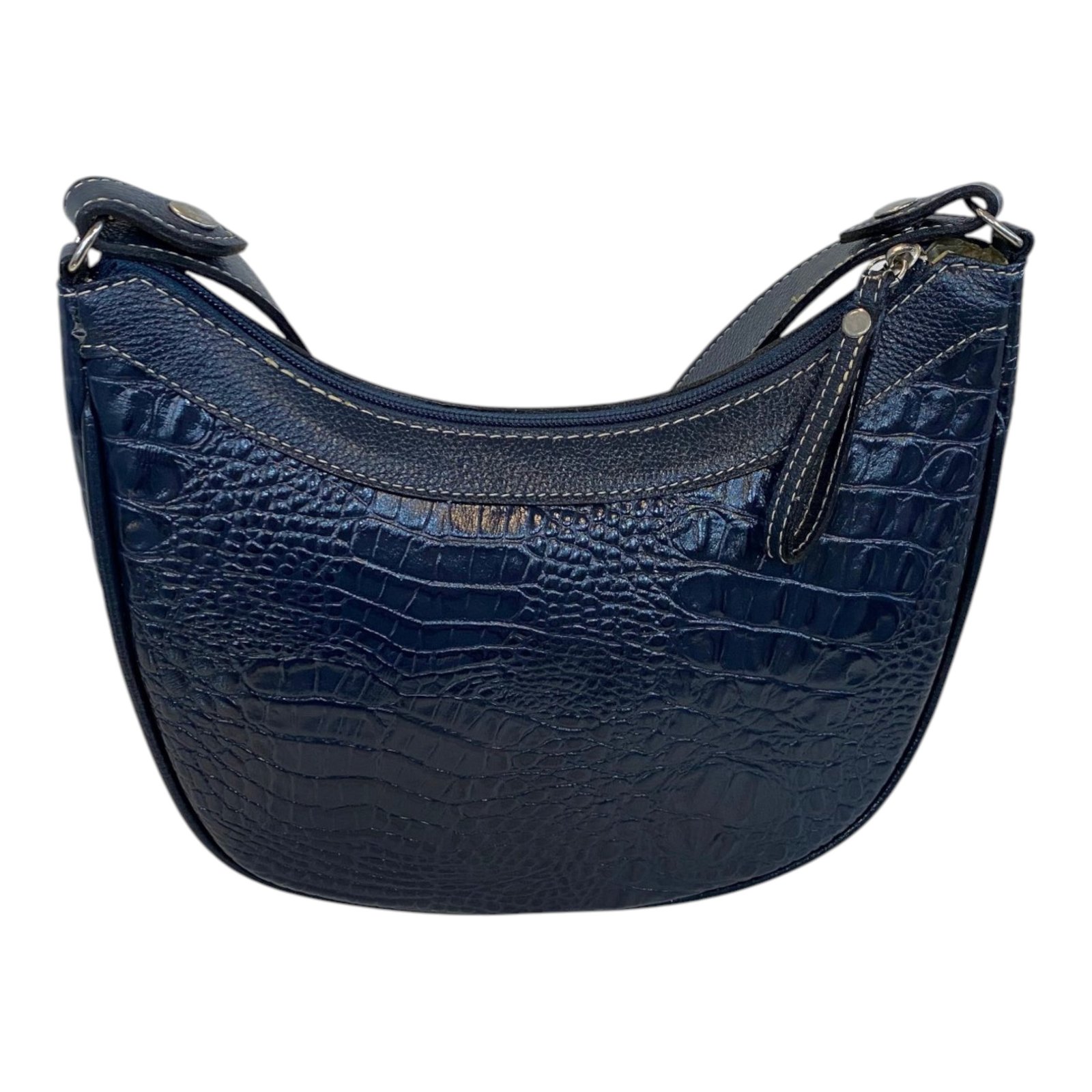 Bolsa Meia Lua Couro Bovino Média Ombro Social Festa Croco - Imagem 13