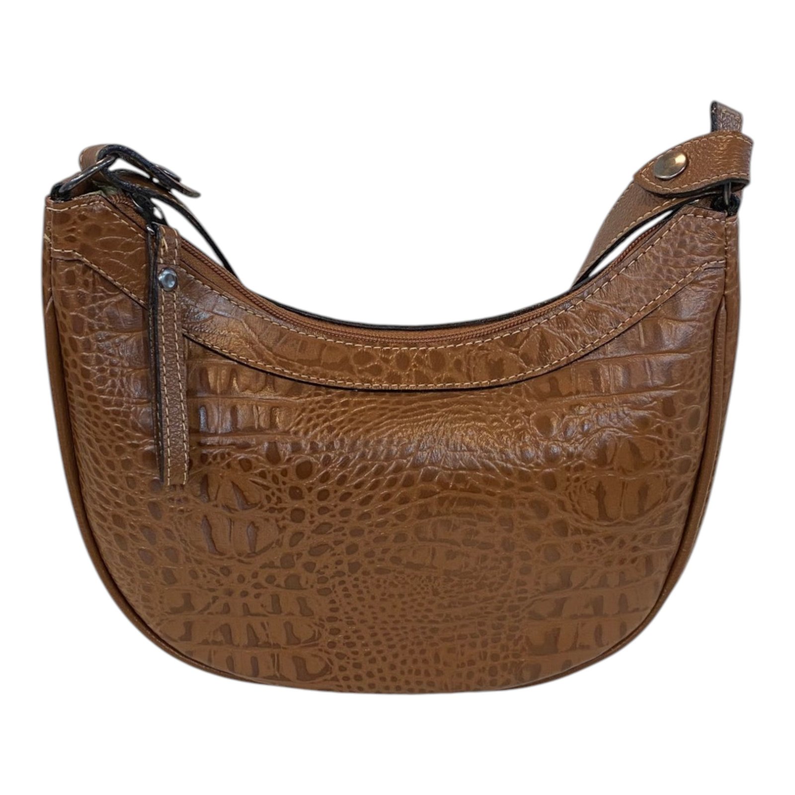 Bolsa Meia Lua Couro Bovino Média Ombro Social Festa Croco - Imagem 15