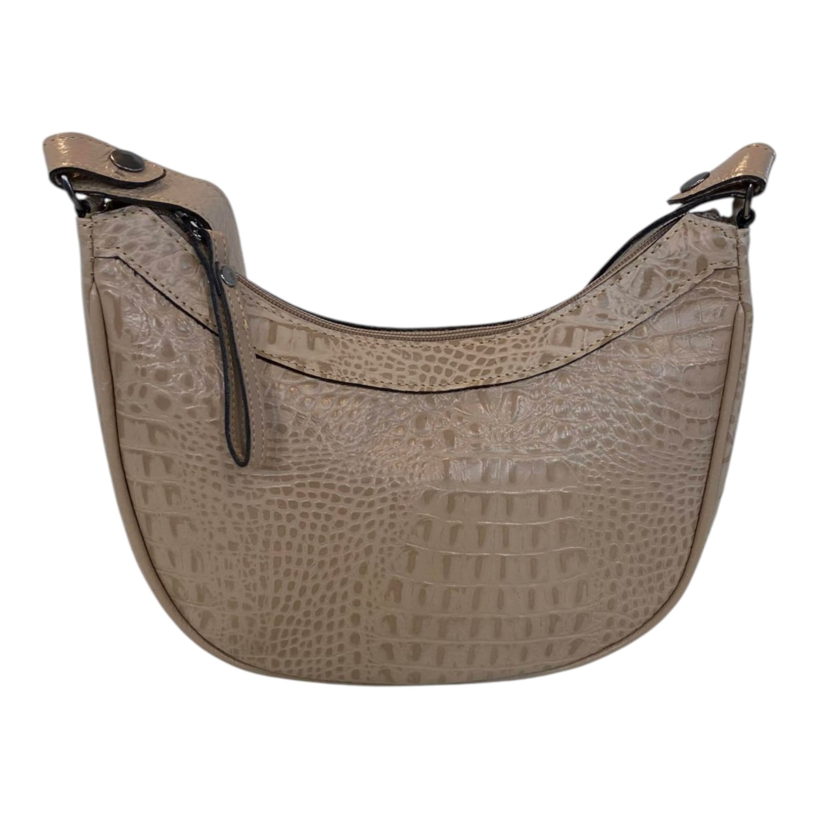 Bolsa Meia Lua Couro Bovino Média Ombro Social Festa Croco - Imagem 22