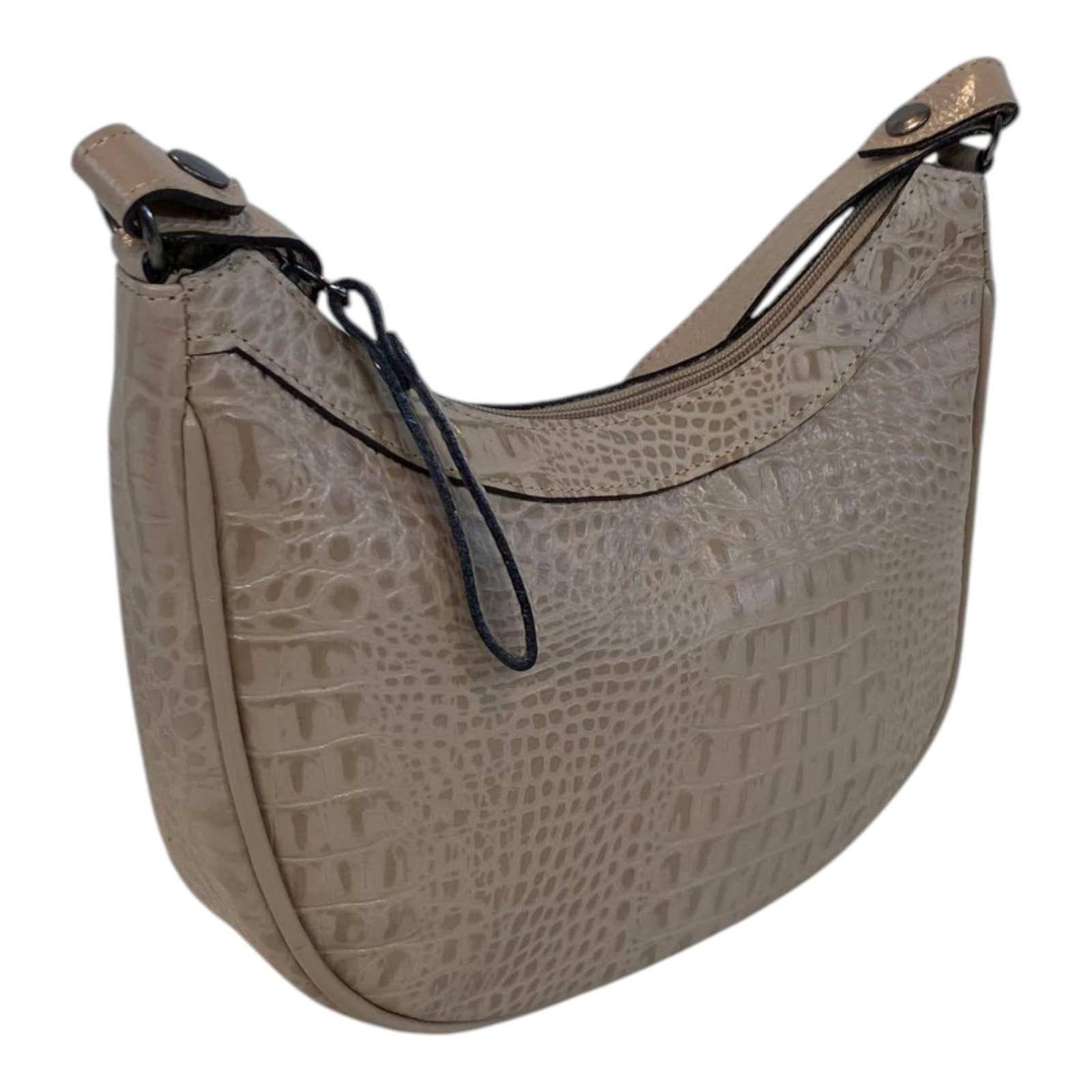 Bolsa Meia Lua Couro Bovino Média Ombro Social Festa Croco - Imagem 23