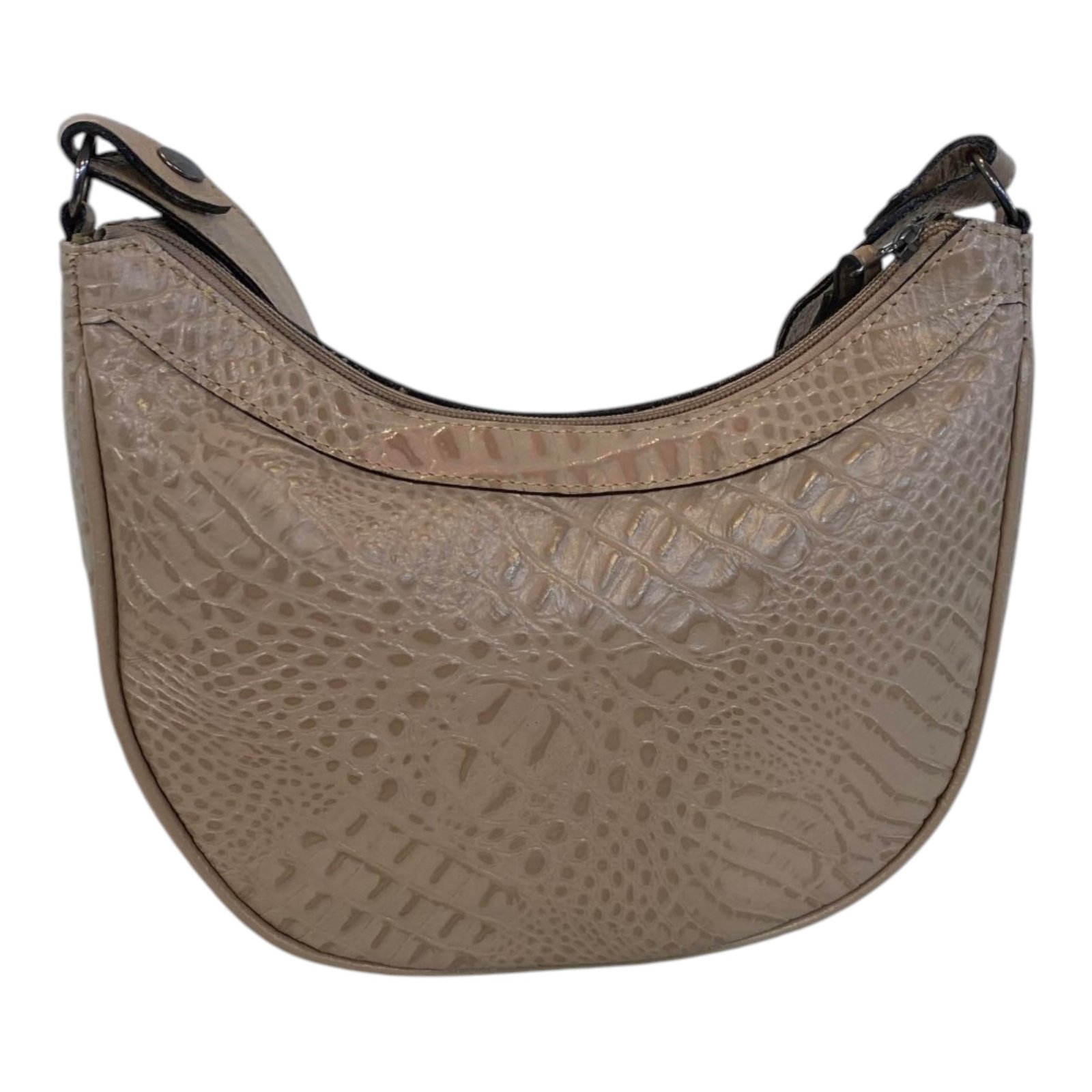 Bolsa Meia Lua Couro Bovino Média Ombro Social Festa Croco - Imagem 24