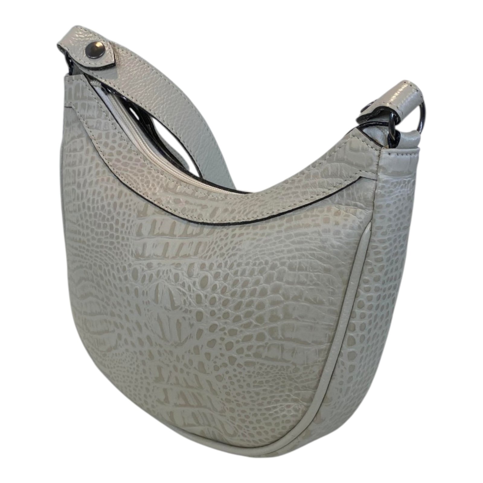 Bolsa Meia Lua Couro Bovino Média Ombro Social Festa Croco - Imagem 28