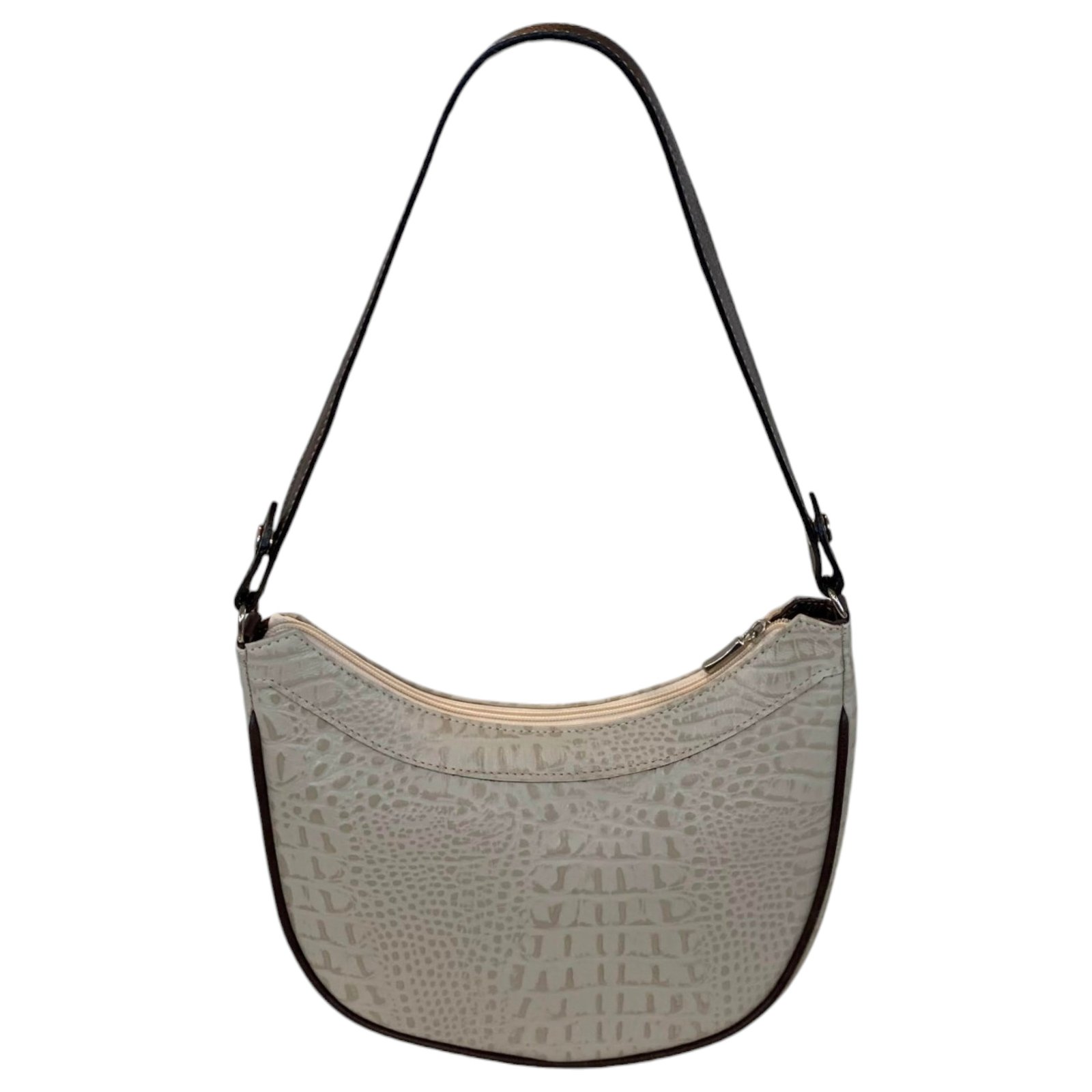 Bolsa Meia Lua Couro Bovino Média Ombro Social Festa Croco - Imagem 29