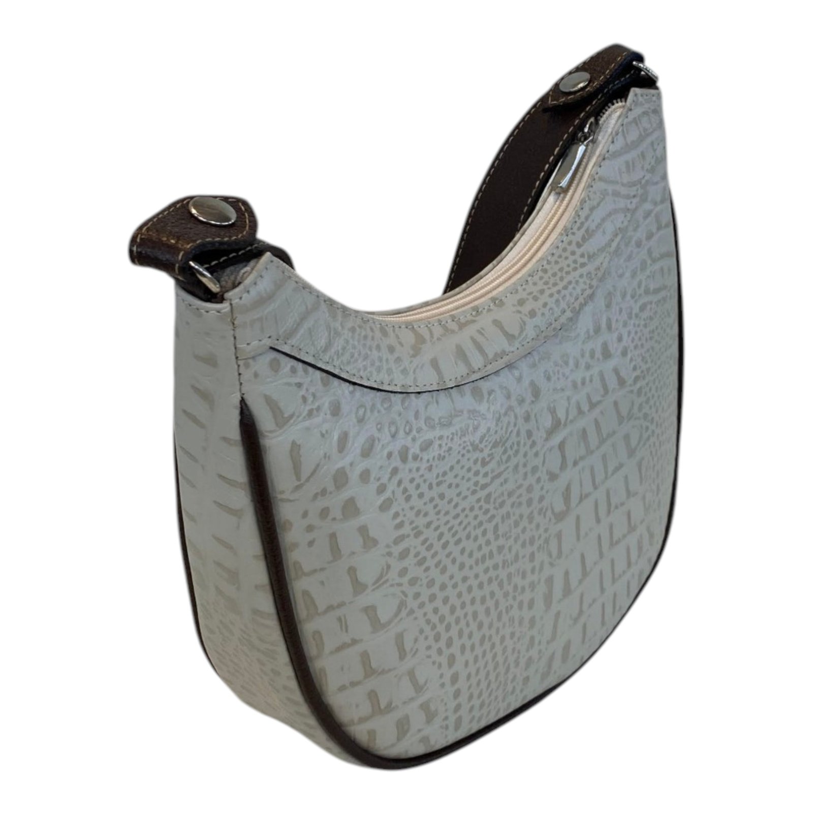 Bolsa Meia Lua Couro Bovino Média Ombro Social Festa Croco - Imagem 31