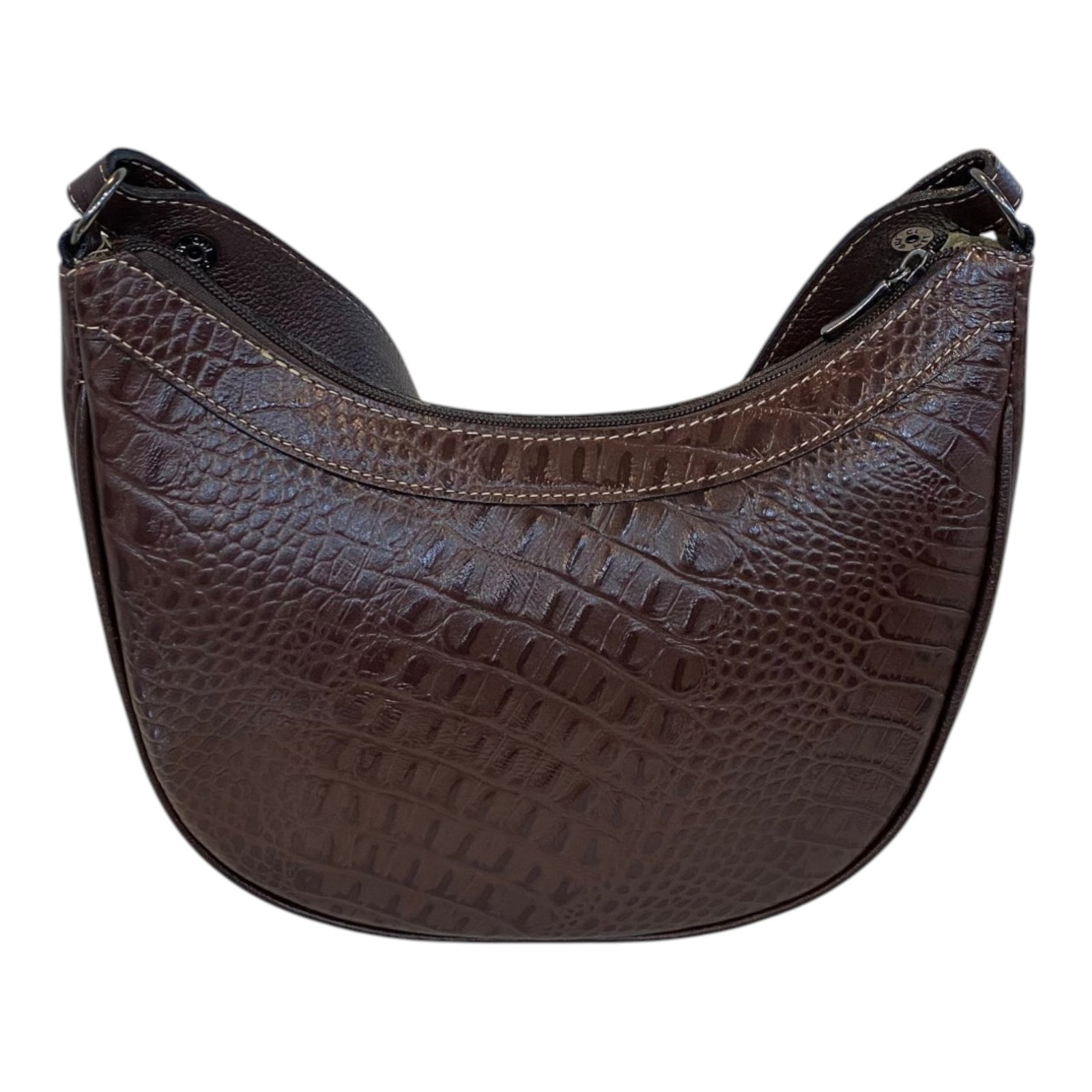 Bolsa Meia Lua Couro Bovino Média Ombro Social Festa Croco - Imagem 36