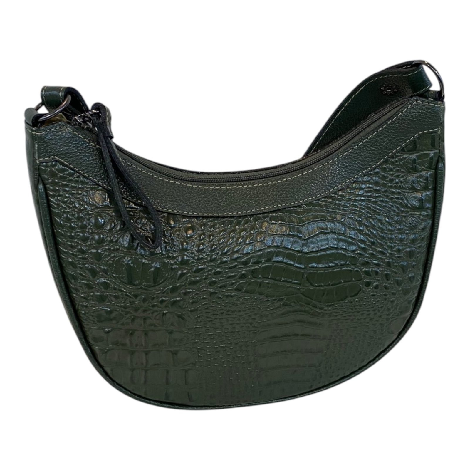 Bolsa Meia Lua Couro Bovino Média Ombro Social Festa Croco - Imagem 40