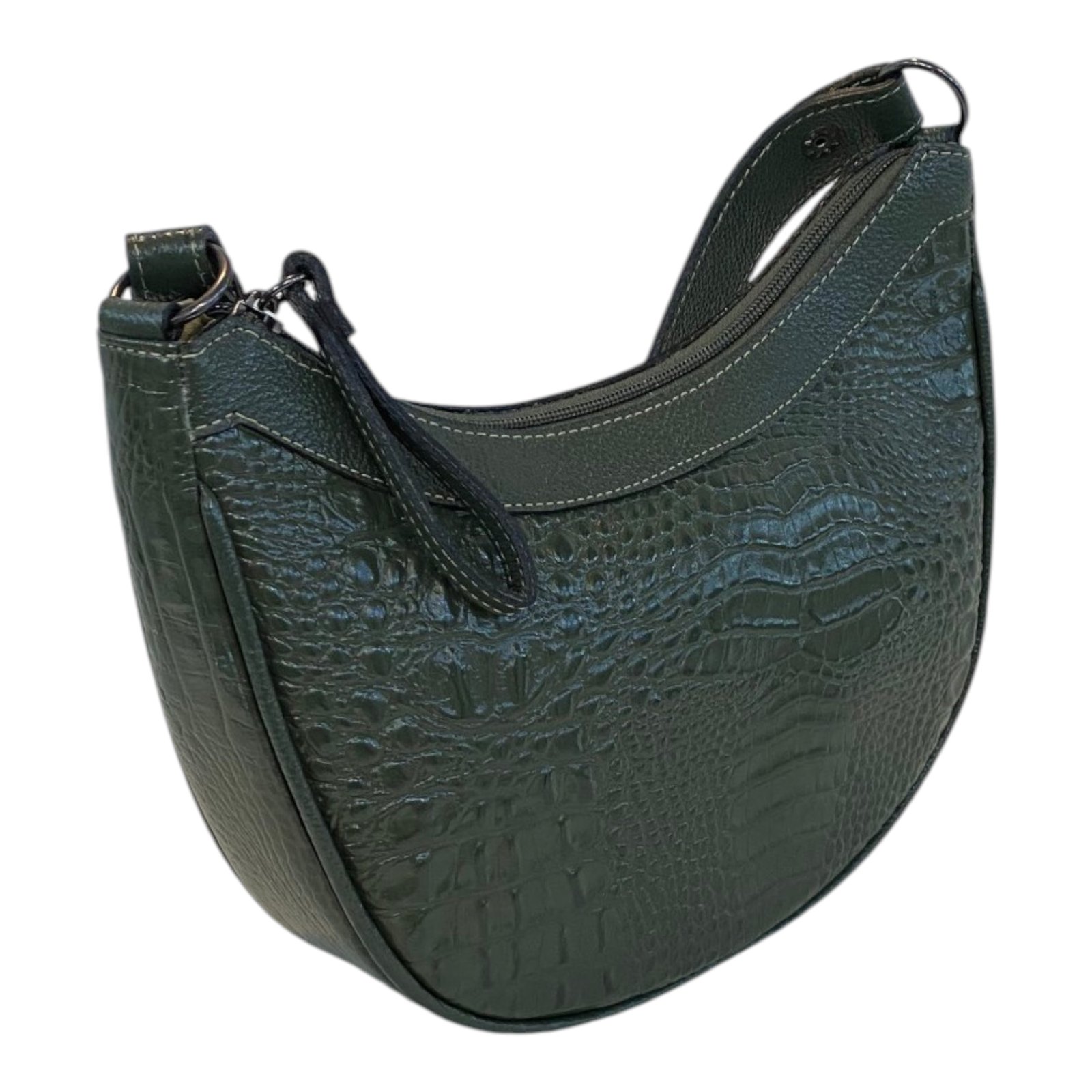 Bolsa Meia Lua Couro Bovino Média Ombro Social Festa Croco - Imagem 41