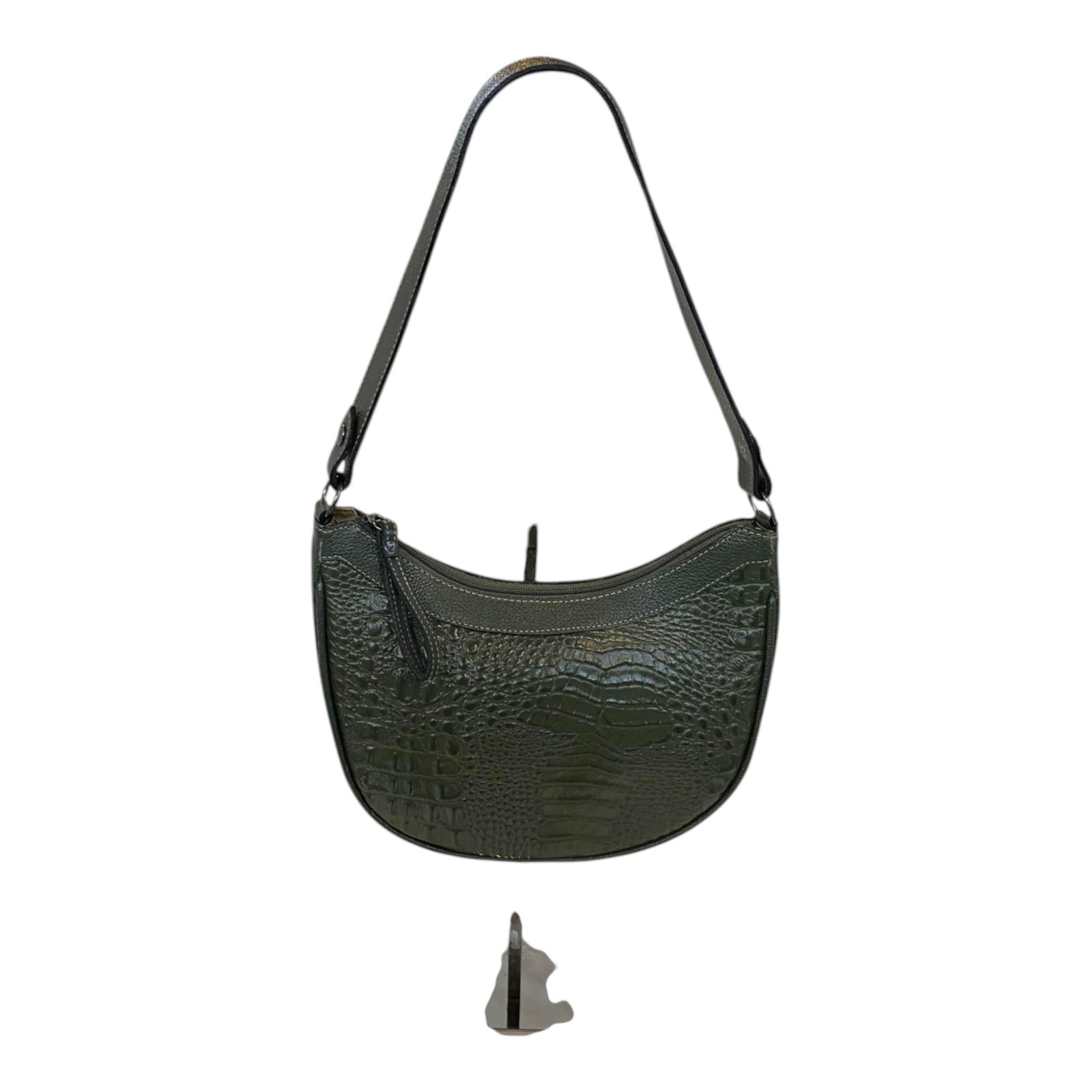 Bolsa Meia Lua Couro Bovino Média Ombro Social Festa Croco - Imagem 42