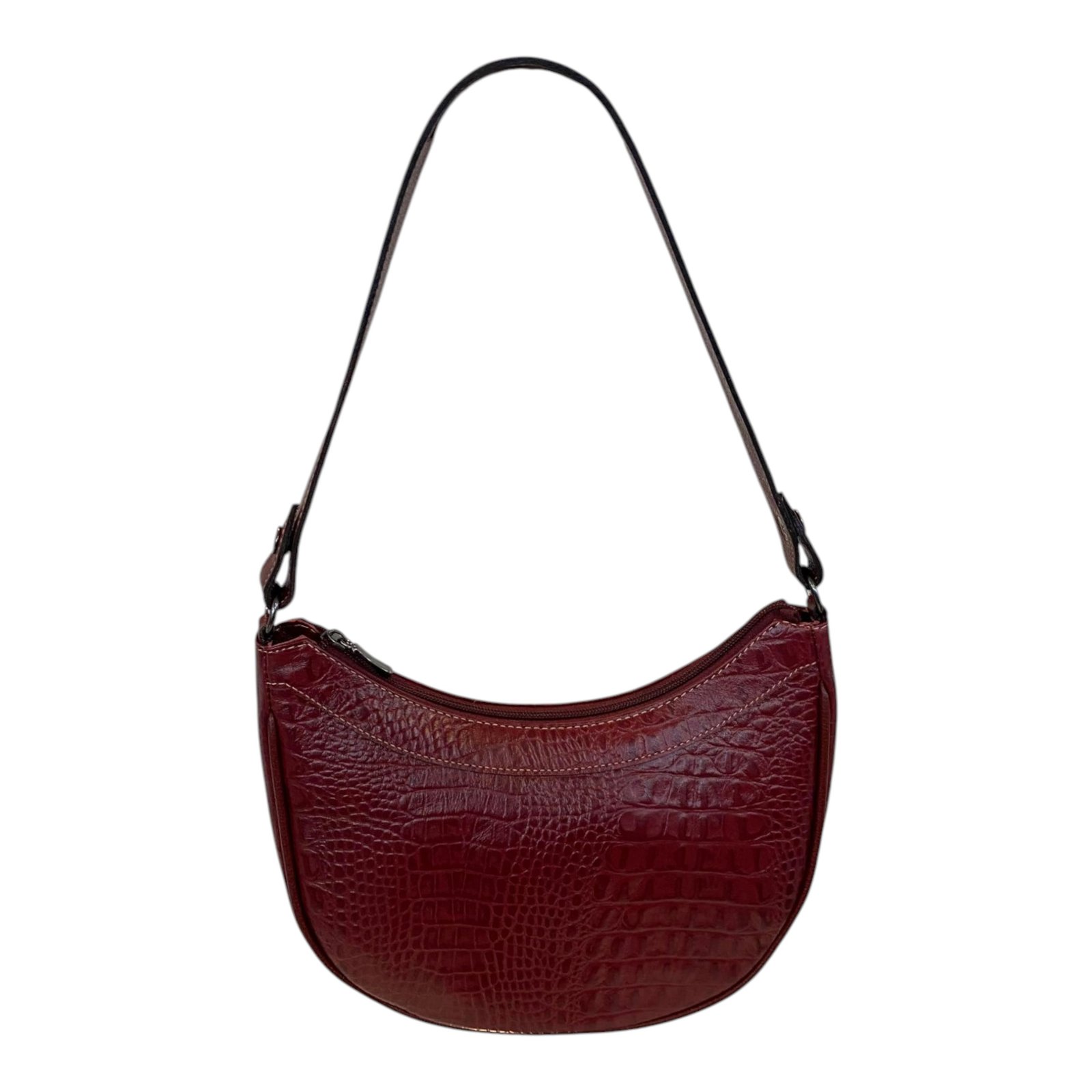 Bolsa Meia Lua Couro Bovino Média Ombro Social Festa Croco - Imagem 43