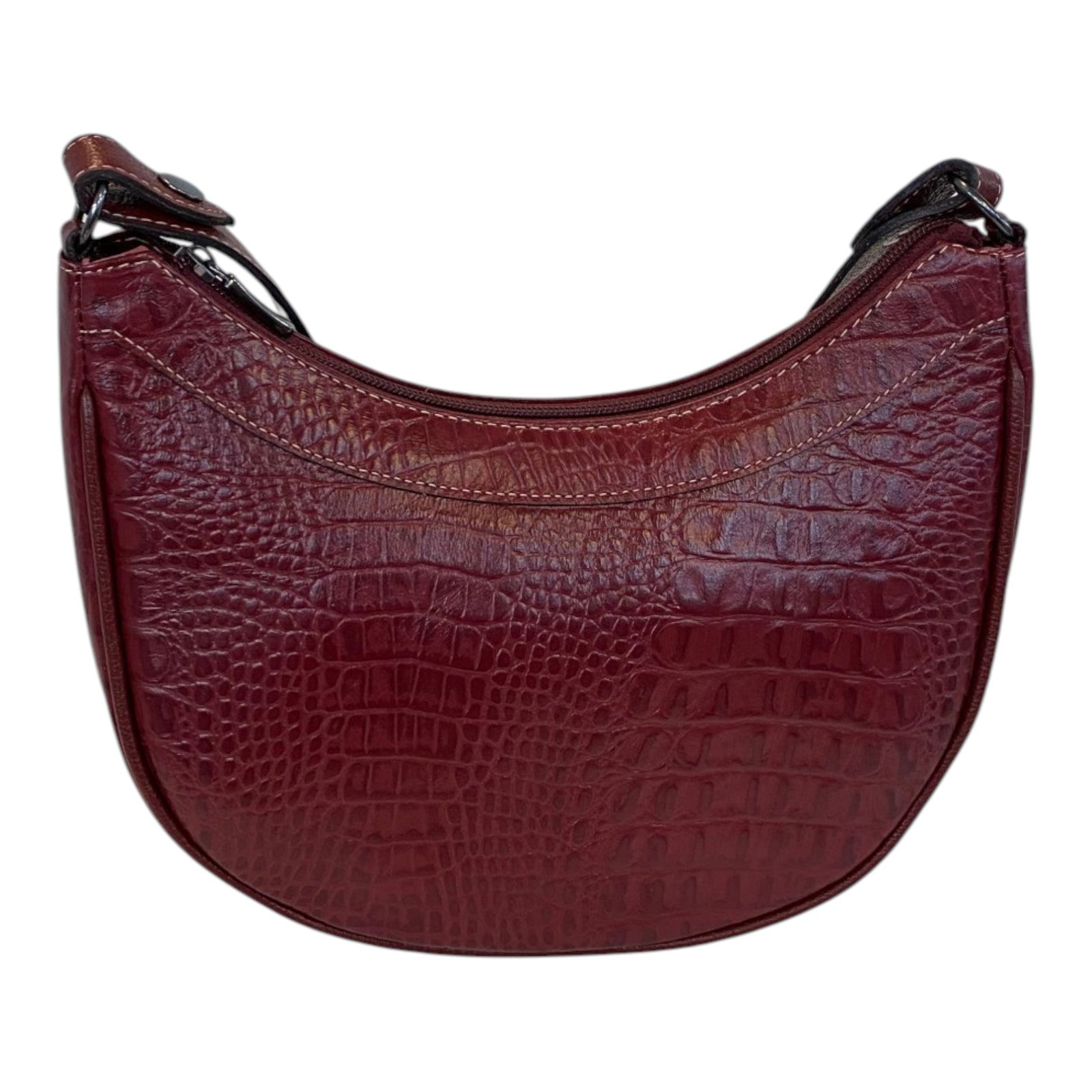 Bolsa Meia Lua Couro Bovino Média Ombro Social Festa Croco - Imagem 45