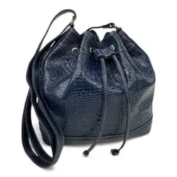 Bolsa Feminina Couro Legitimo Transversal Saco Saquinho Croco Moda